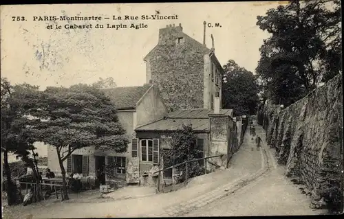 Ak Paris XVIII Montmartre, Rue St. Vincent, Cabaret du Lapin Agile