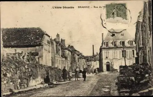 Ak Braisne Aisne, Ruine, Kriegszerstörungen, I. WK