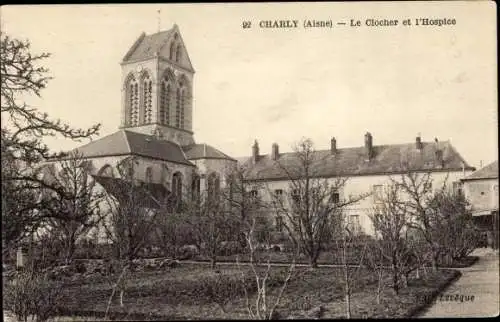 Ak Charly sur Marne, Der Glockenturm und das Hospiz