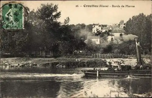 Ak Crouttes Aisne, Bords de Marne
