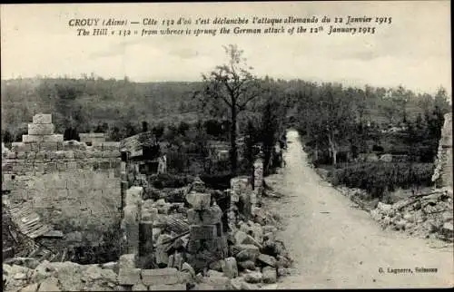 Ak Crouy Aisne, The Hill 132, deutscher Angriff 1915