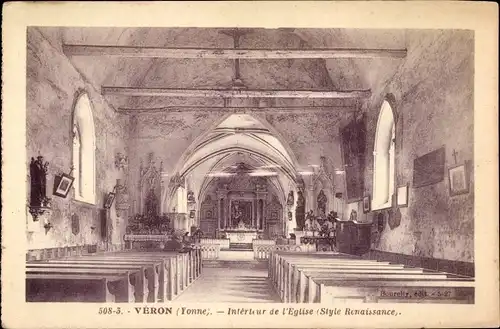 Ak Veron Yonne, Interieur de l'Eglise