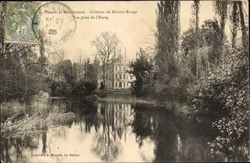 Ak Montfermeil Seine Saint Denis, Chateau de Maison-Rouge, Vue prise de l'Etang