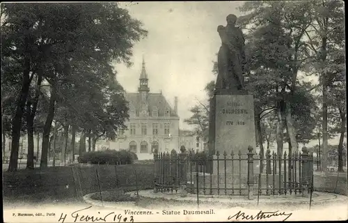 Ak Vincennes Val de Marne, Statue Daumesnil