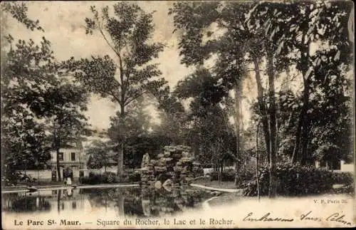 Ak Saint Maur des Fossés Val de Marne, Le Parc, Square du Rocher