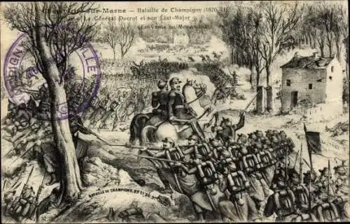 Künstler Ak Champigny sur Marne Val de Marne, Bataille 1870-71, Schlachtfeldszene
