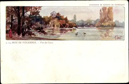 Künstler Ak Paris XII Bois de Vincennes, Vue des Lacs