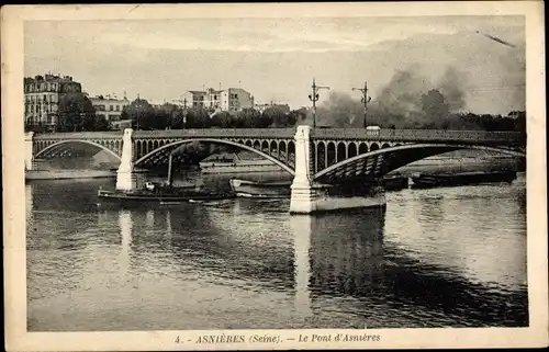 Ak Asnières sur Seine Hauts-de-Seine, Le Pont