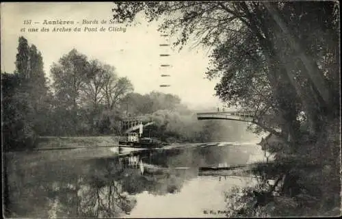 Ak Asnières sur Seine Hauts-de-Seine, Bords de Seine, Arches du Pont de Clichy