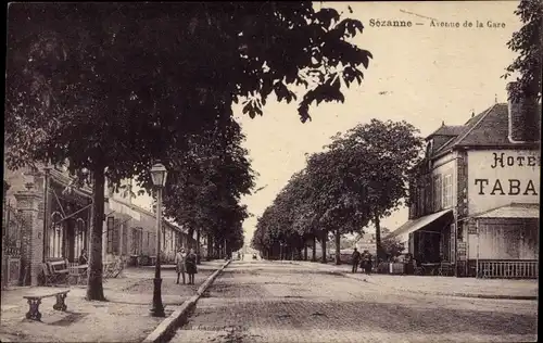 Ak Sézanne Marne, Avenue de la Gare