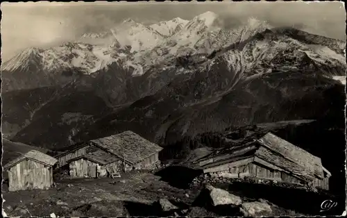 Ak Mont Blanc Haute Savoie, Das Mont-Blanc-Massiv vom Col du Joly