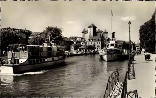 Ak Annecy Haute Savoie, Der Hafen und das Schloss