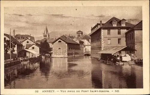 Ak Annecy Haute Savoie, Blick vom Pont Saint Joseph