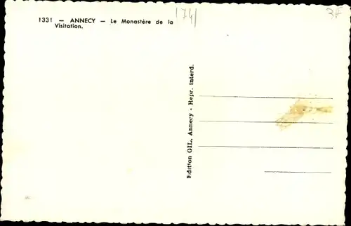 Ak Annecy Haute Savoie, Das Kloster der Heimsuchung