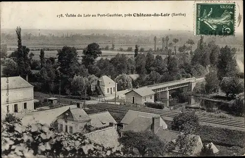 Ak Chateau du Loir Sarthe, Vallee au Port-Gauthier