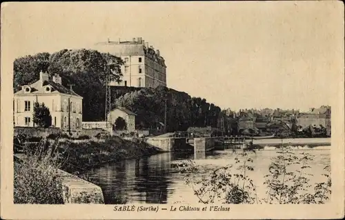 Ak Sablé sur Sarthe, Le Chateau, l’Ecluse