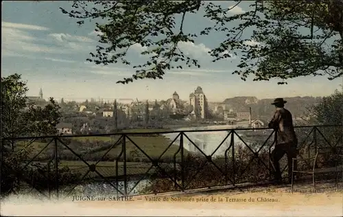 Ak Juigne Sarthe, Vallee des Solesmes, aufgenommen von der Terrace du Chateau