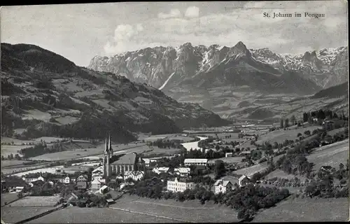 Ak Sankt Johann im Pongau in Salzburg, Ortspanorama, Kirche