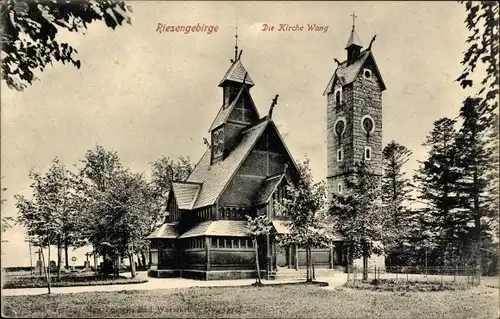 Ak Karpacz Górny Brückenberg Krummhübel Riesengebirge Schlesien, Kirche Wang