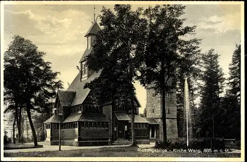 Ak Karpacz Górny Brückenberg Krummhübel Riesengebirge Schlesien, Kirche Wang