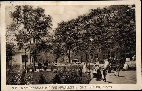 Ak Essen im Ruhrgebiet, Stadtgarten, nördliche Terrasse, Musikpavillon