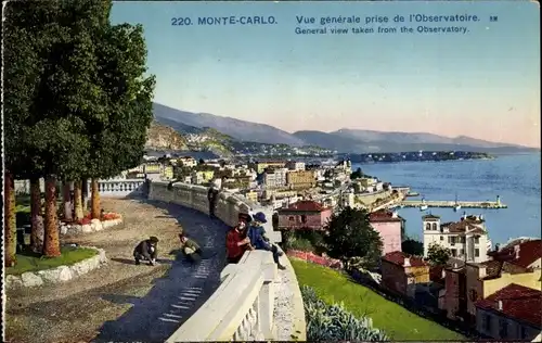 Ak Monte Carlo Monaco, Gesamtansicht vom Observatorium aus