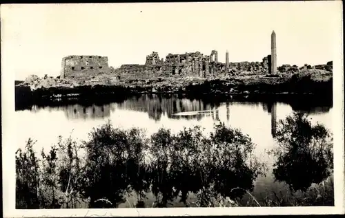 Ak Karnak Ägypten, Gesamtansicht vom Tempel des Amen Ra und der heilige See