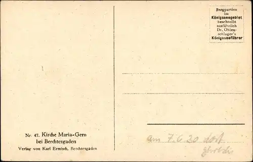 Ak Maria Gern Berchtesgaden in Oberbayern, Kirche