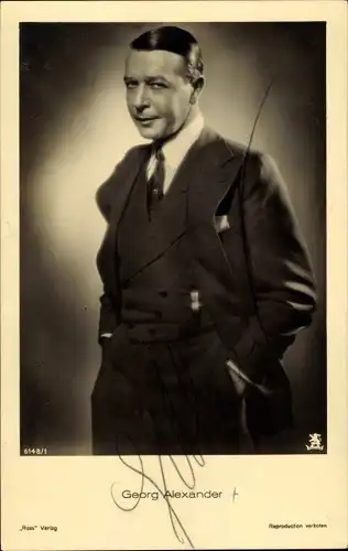 Ak Schauspieler Georg Alexander, Portrait, Autogramm