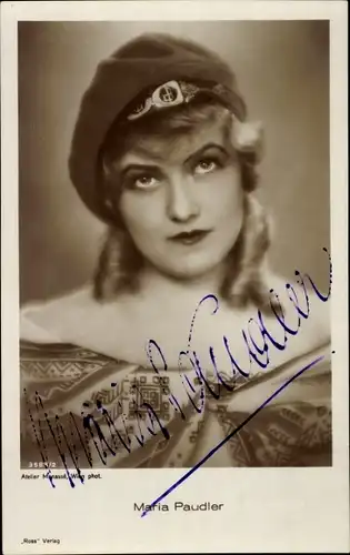 Ak Schauspielerin Maria Paudler, Portrait, Mütze, Ross Verlag 3583 2, Autogramm