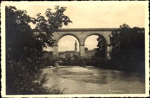 Foto Ak Traunstein in Oberbayern, Brücke
