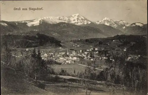 Ak Siegsdorf in Oberbayern, Panorama vom Ort, Alpen