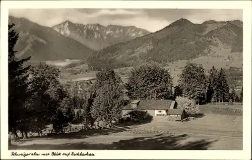 Ak Fischbachau Oberbayern, Schweigeralm mit Blick auf den Ort