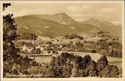 Ak Siegsdorf in Oberbayern, Gesamtansicht, Hochfelln, Hochgern