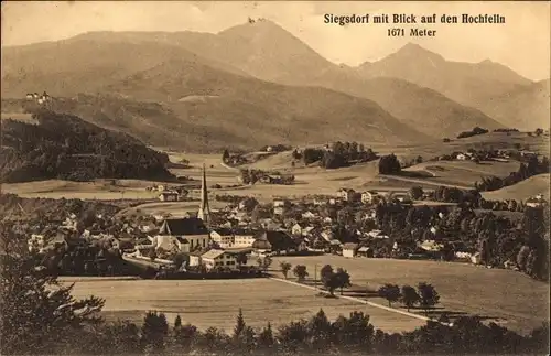 Ak Siegsdorf in Oberbayern, Gesamtansicht, Kirche, Hochfelln