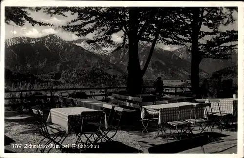 Ak Fischbachau in Oberbayern, Schwaiger Alm, Terrasse