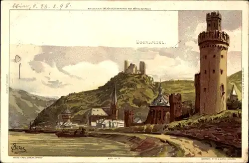 Künstler Litho Biese, C., Oberwesel am Rhein, Gesamtansicht