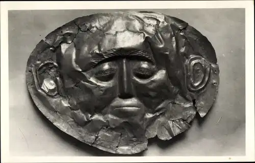 Ak Athen, Griechenland, Nationalmuseum, Maske von Mykene