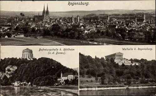 Ak Regensburg an der Donau Oberpfalz, Befreiungshalle, Walhalla, Gesamtansicht