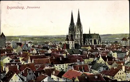 Ak Regensburg an der Donau Oberpfalz, Panorama, Kirche