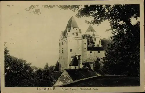 Ak Landshut in Niederbayern, Schloss Trausnitz, Wittelsbacherturm