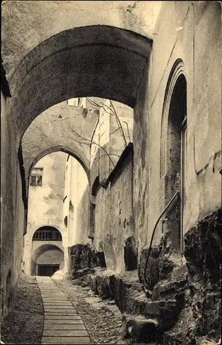 Ak Weesenstein im Müglitztal Sachsen, Schloss Weesenstein, Felsengang