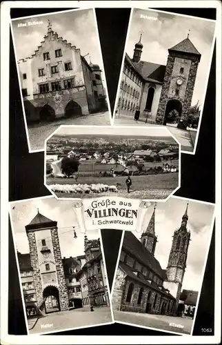 Ak Villingen im Schwarzwald, Altes Rathaus, Riettor, Münster, Schafe