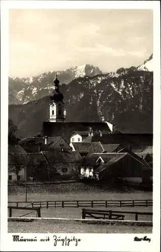 Ak Murnau am Staffelsee, Kirche, Zugspitze