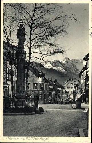 Ak Murnau am Staffelsee in Oberbayern, Straße, Denkmal, Kistenkopf