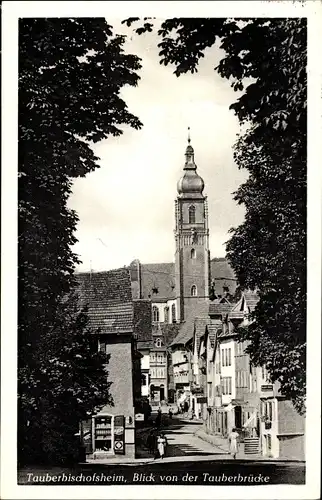 Ak Tauberbischofsheim in Baden, Blick von der Tauberbrücke, Turm