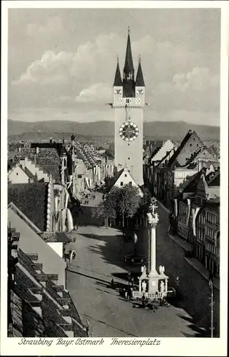 Ak Straubing an der Donau Niederbayern, Theresienplatz, Kirche