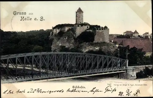 Ak Halle an der Saale, Giebichenstein, Burg, Brücke