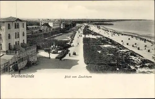 Ak Ostseebad Warnemünde Rostock, Strandpromenade, Blick vom Leuchtturm