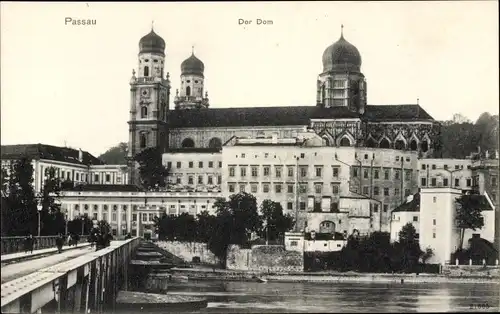Ak Passau in Niederbayern, Dom, Brücke